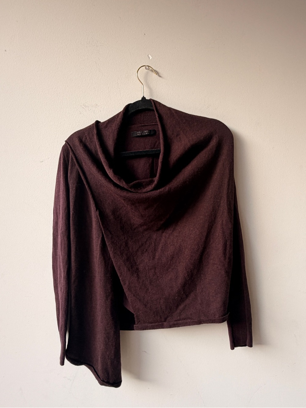 All Saints Cowl Neck Sweater - Rich Chocolate